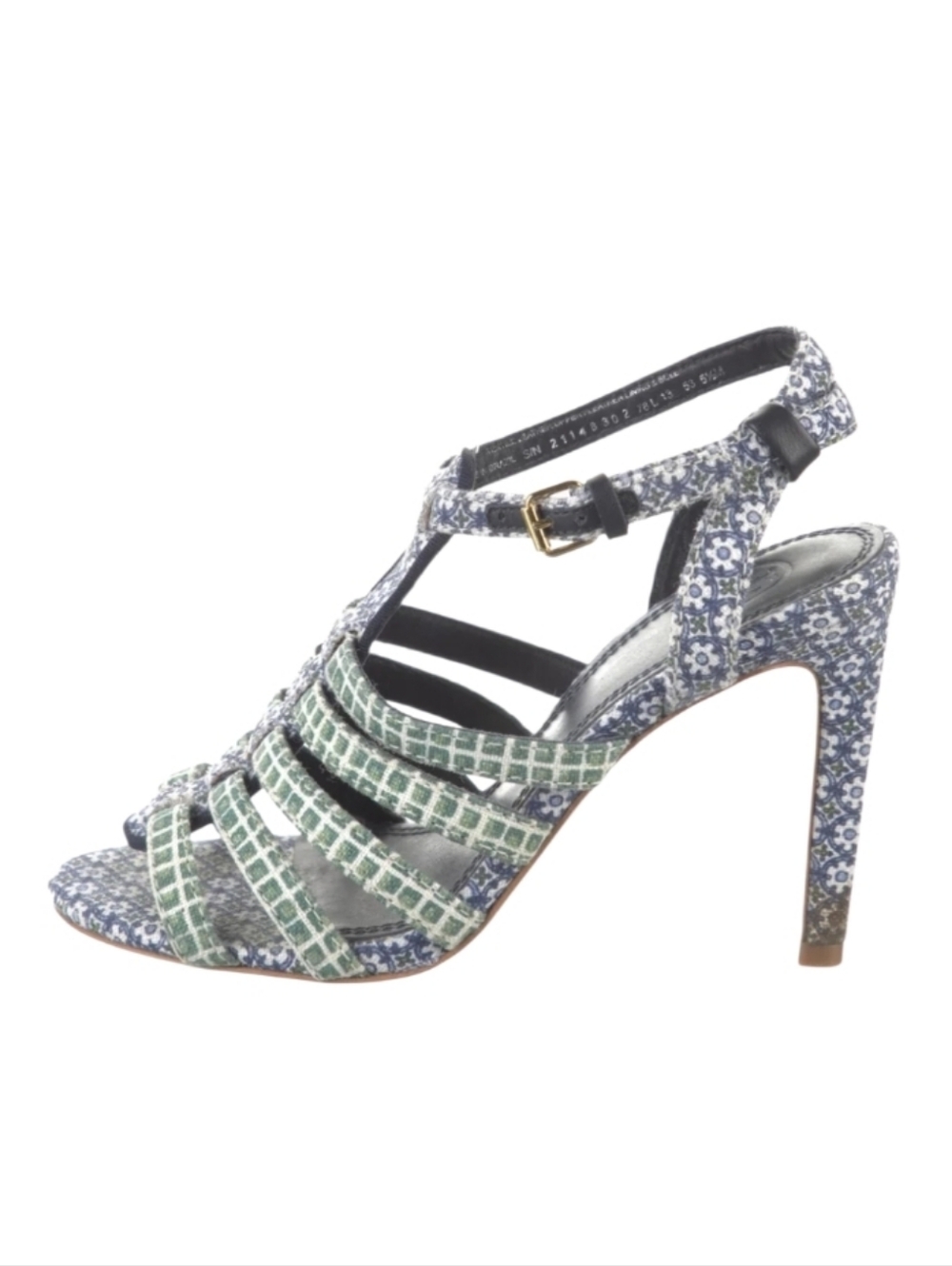 TORY BURCH Mosaic Print Strappy Heels Canvas Slingback Sandals Size 5.5